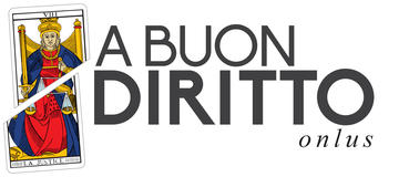 A Buon Diritto Onlus logo represents a sample of MarsellaiseTaroc chi Card, namely the Justice Card, since A Buon Diritto was founded with the aim to denunce the violations of the fundamental rights, as the card is cutted in the middle, to raise awarness on fundamental rights and social justice through advocacy activities and strategic litgation.